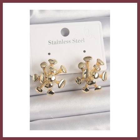 SHNSTORE Pirinç Gold Renk Virüs Figür Model Kadın Küpe SHN0720