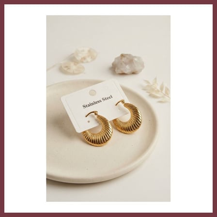 SHNSTORE 316L Çelik Gold Renk Halka Model Küpe SHN0720