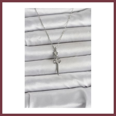 SHNSTORE 316L Çelik Zincir Gümüş Renk Kılıç Model Kadın Kolye SHN0720