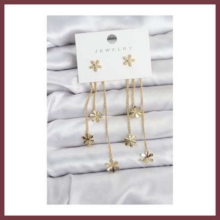 SHNSTORE Papatya Model Gold Renk Pirinç Sallantılı Kadın Küpe SHN0720