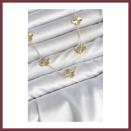 SHNSTORE Gold Renk Yonca Model VIP Seri Kadın Kolye SHN0720