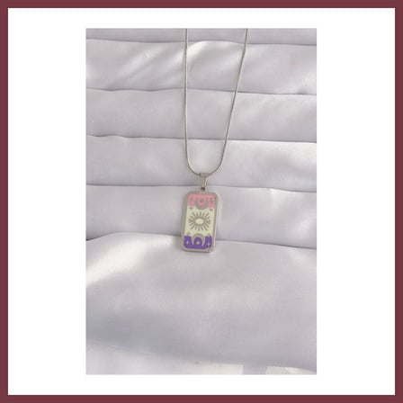 SHNSTORE 316L Çelik Gümüş Renk Karışık Mineli Ay Figür Tarot Kolye SHN0720