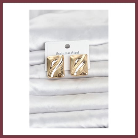 SHNSTORE 316L Çelik Gold Renk Plaka Model Kadın Küpe SHN0720