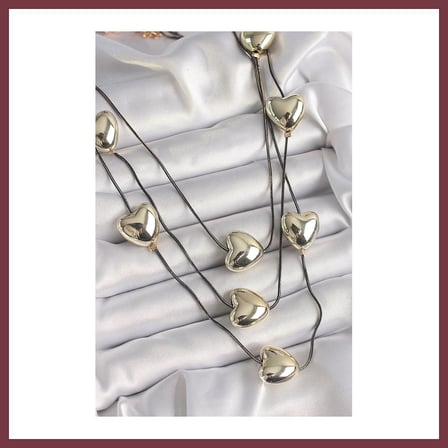 SHNSTORE Pirinç Füme Renk Zincir 3D Gold Renk Kalp Model Kadın Kolye SHN0720