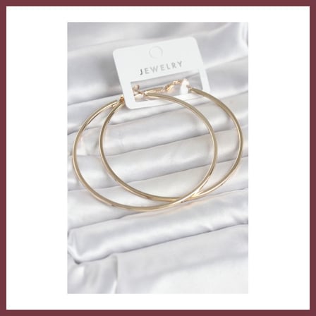 SHNSTORE Gold Renk Pirinç Köşeli Kenar Halka 72 mm Kadın Küpe SHN0720