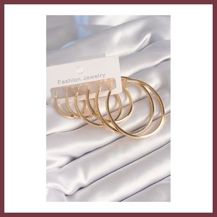 SHNSTORE Pirinç Gold Renk Halka Model Kadın Küpe Seti SHN0720