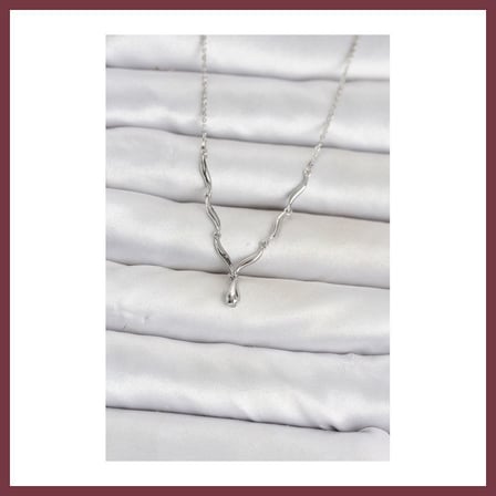 SHNSTORE Pirinç Gümüş Renk Damla Model Kadın Kolye SHN0720