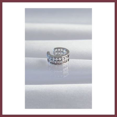 SHNSTORE Pirinç Gümüş Renk İncili Baget Taşlı Earcuff Küpe SHN0720