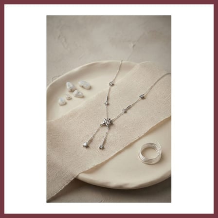 SHNSTORE Pirinç Gümüş Renk Zirkon Taşlı Yıldız Model Kadın Kolye SHN0720