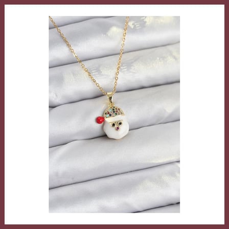 SHNSTORE 316L Çelik Zincir Gold Renk Şapkalı Kardan Adam Kafası Model Yılbaşı Temalı Kadın Kolye SHN0720