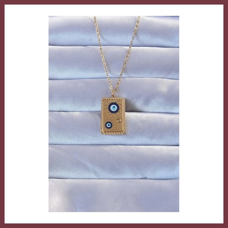 SHNSTORE 316L Çelik Gold Renk İşlemeli Nazarlı Vintage Kolye SHN0720