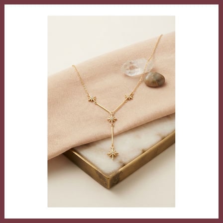 SHNSTORE Pirinç Gold Renk Zirkon Taşlı Kutup Yıldızı Model Kadın Kolye SHN0720