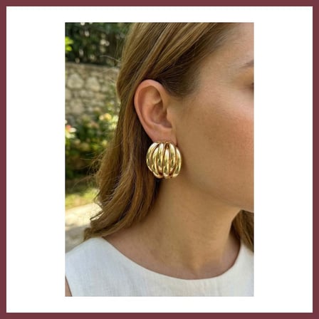 SHNSTORE Pirinç Gold Renk Vintage Kadın Küpe SHN0720