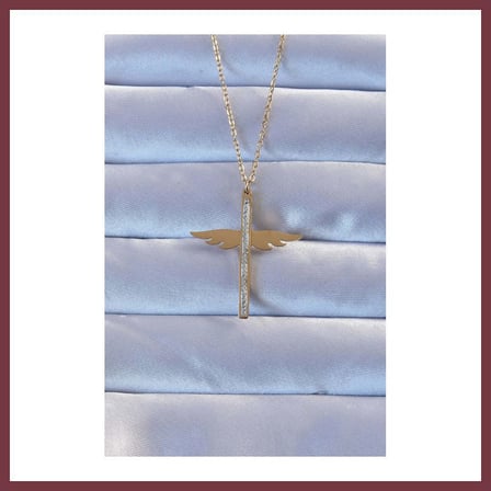 SHNSTORE 316L Çelik Gold Renk Zirkon Taşlı Mikail Kolye SHN0720