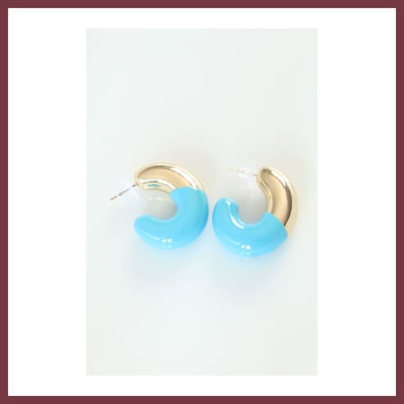 SHNSTORE CCB Mavi Gold Çift Renk Küpe SHN0720