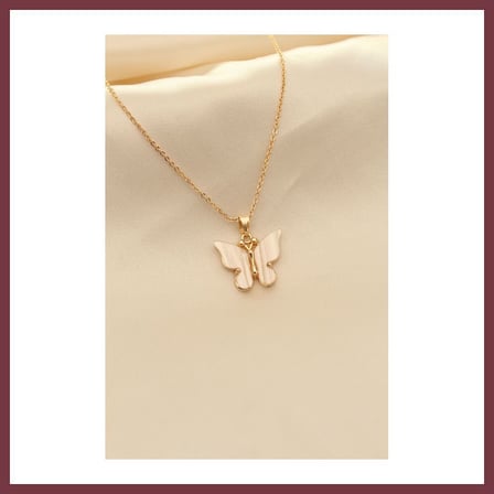 SHNSTORE Beyaz Sedefli Kelebek Figürlü Kadın Kolye SHN0720