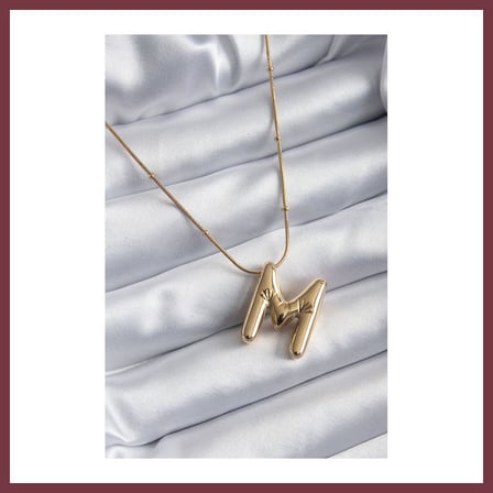 SHNSTORE 316L Çelik Gold Renk Bubble "M" Harf Model Kadın Kolye SHN0720