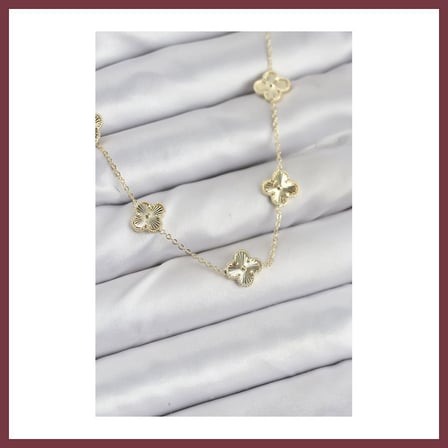 SHNSTORE Pirinç Gold Renk Yonca Kadın Kolye SHN0720