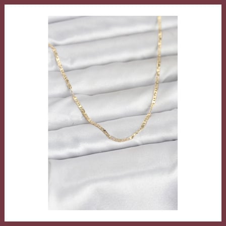 SHNSTORE CM 14K Gold Renk Yassı Zincir Model 60 cm Kadın Kolye SHN0720