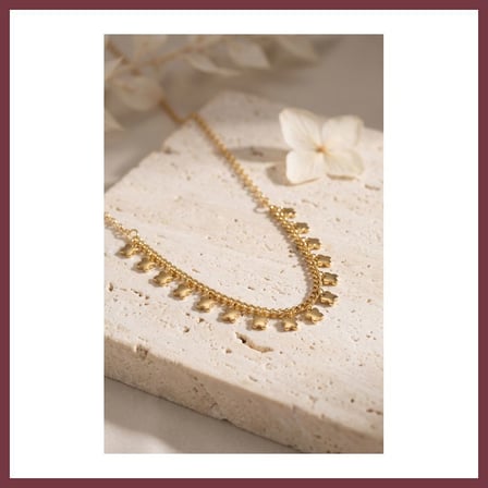 SHNSTORE Gold Pirinç Yonca Model Kadın Kolye SHN0720