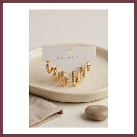 SHNSTORE Gold Renk Zirkon Taşlı Pirinç Petek Model Kadın Küpe Seti SHN0720