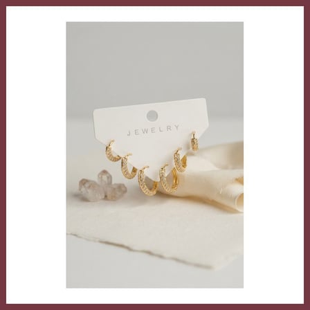 SHNSTORE Gold Renk Zirkon Taşlı Pirinç Halka Model Kadın Küpe Seti SHN0720