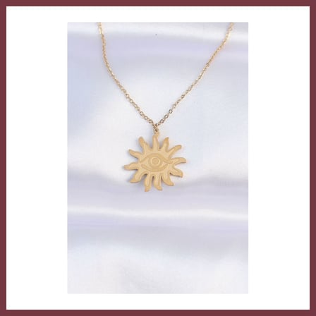 SHNSTORE 316L Çelik Zincir Gold Renk Göz Güneşi Tasarımlı Kolye SHN0720