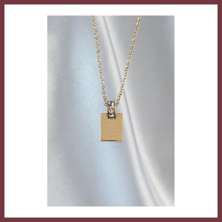 SHNSTORE 316L Çelik Zincir Gold Renk Zirkon Taşlı Aşk Mektubu Kolye SHN0720