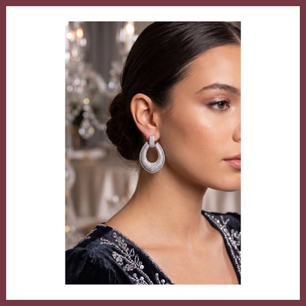 SHNSTORE Gümüş Renk Zirkon Taşlı Damla Halka Model Kadın Abiye Küpe SHN0720