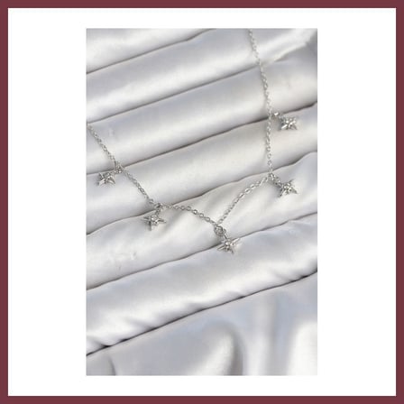 SHNSTORE Pirinç Gümüş Renk Sıralı Minimal Kutup Yıldızı Model Kadın Kolye SHN0720