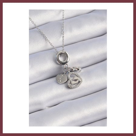 SHNSTORE 316L Çelik Gümüş Renk Zirkon Taş Detay Kalp Model Charm Kadın Kolye SHN0720