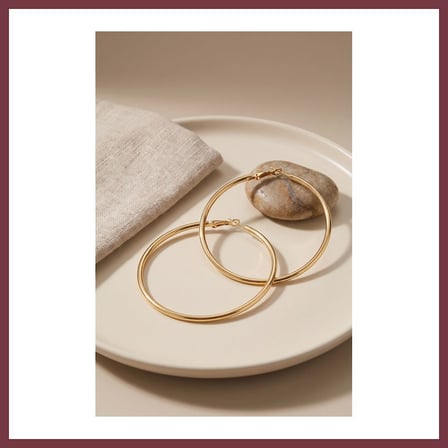 SHNSTORE 316L Çelik Gold Renk 56 mm Halka Küpe SHN0720
