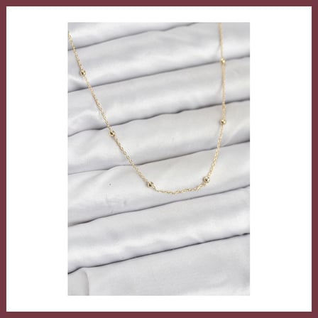 SHNSTORE CM 14K Gold Renk Minik Top Zincirli Kadın Kolye SHN0720