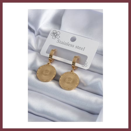 SHNSTORE 316L Çelik Gold Renk İşleme Detay Kadın Küpe SHN0720