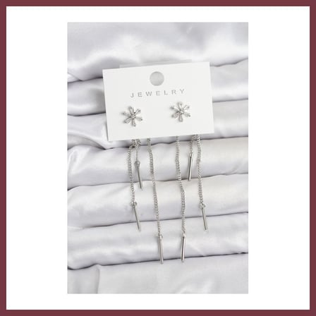 SHNSTORE Çiçek Model Gümüş Pirinç Sallantılı Kadın Küpe SHN0720