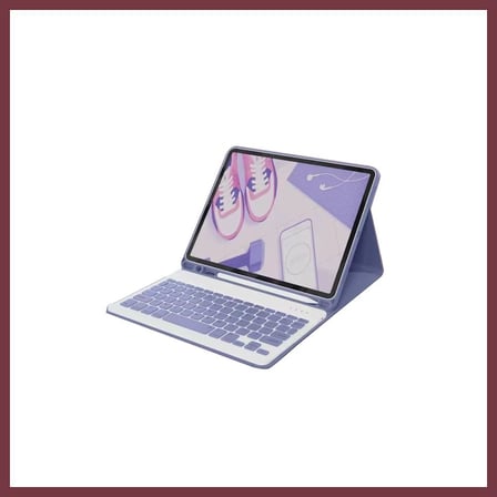 SHNSTORE iPad Air 11 (2024) Kılıf KC01 Smart Klavyeli Tablet Kılıfı - Derin Mor SHN0720
