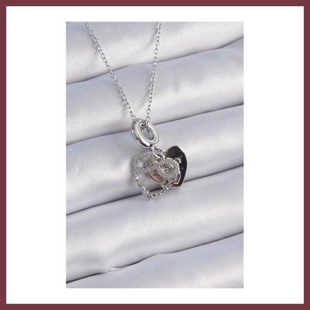 SHNSTORE 316L Çelik Gümüş Renk Zirkon Taşlı Sonsuzluk Kalp Figür Charm Model Kadın Kolye SHN0720