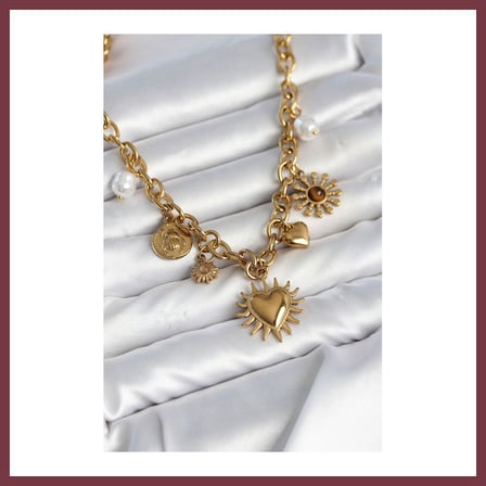SHNSTORE 316L Çelik Gold Renk Charmlı Model Kadın Kolye SHN0720