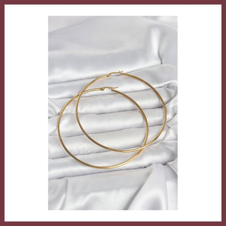 SHNSTORE 316L Çelik Gold Renk 80 mm Kadın Halka Küpe SHN0720
