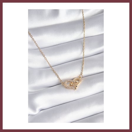 SHNSTORE 316L Çelik Gold Renk Zirkon Taşlı Model Kadın Kolye SHN0720