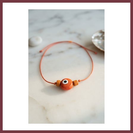 SHNSTORE Handmade Bohem Turuncu Nazar Kolye SHN0720