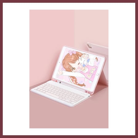 SHNSTORE Pad 6 Kılıf KC01 Smart Klavyeli Tablet Kılıfı - Pembe SHN0720