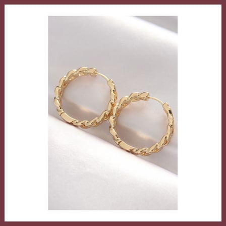 SHNSTORE Pirinç Gold Renk Zincir Model Halka Küpe SHN0720