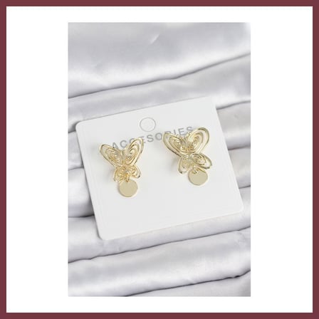 SHNSTORE Füsun Küpesi Model Gold Renk Kelebek Model Pirinç Kadın Küpe SHN0720