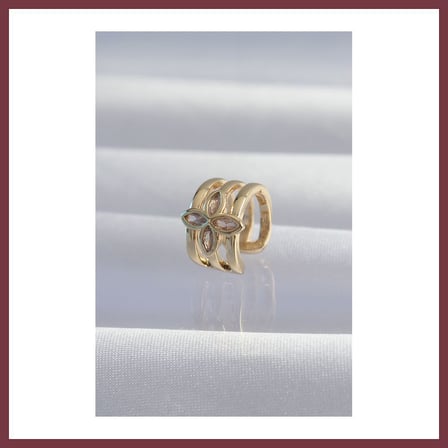 SHNSTORE Pirinç Gold Renk Yonca Earcuff Küpe SHN0720