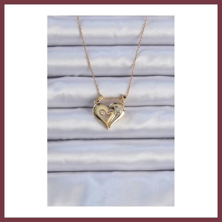 SHNSTORE 316L Çelik Zincir Gold Renk Zirkon Taşlı Mıknatıslı Kalp Kolye SHN0720