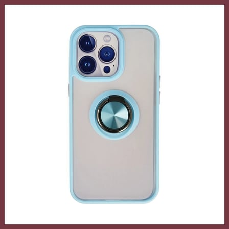 SHNSTORE iPhone 15 Pro Max Uyumlu Kılıf Montreal Yüzüklü Silikon Kapak - Buz Mavi SHN0720