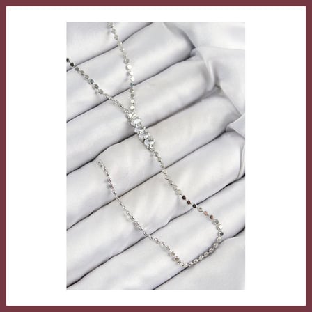 SHNSTORE Pirinç Zirkon Taşlı Ezme Zincirli Model Gümüş Renk Y Kolye SHN0720
