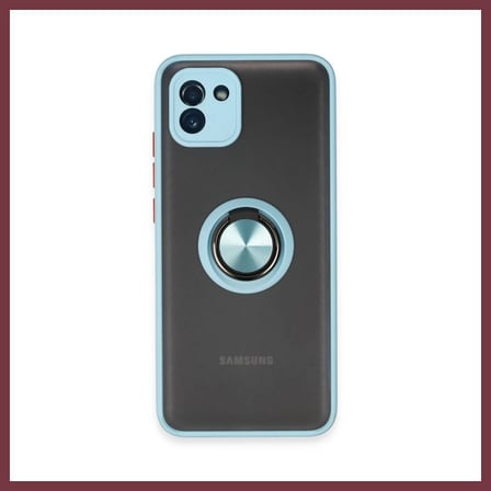 SHNSTORE Samsung Galaxy A03 Uyumlu Kılıf Montreal Yüzüklü Silikon Kapak - Buz Mavi SHN0720