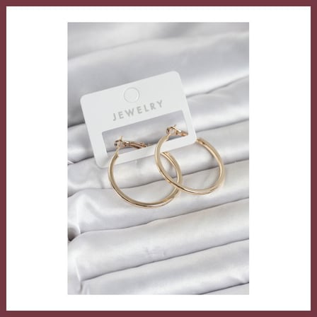 SHNSTORE Gold Renk Pirinç Köşeli Kenar Halka 32 mm Kadın Küpe SHN0720